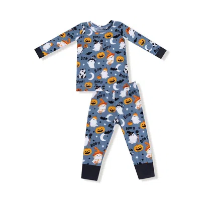 Angel Dear Kids' Boy's Costumed Ghosts Glow-in-the-dark Bamboo Long Sleeve Pajama Set In Blue