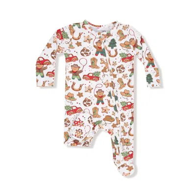 Angel Dear Kids' Boy's Cowboy Christmas Bamboo 2 Way Zipper Footie In White