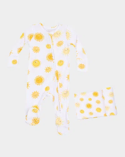 Angel Dear Kids' Boy's Happy Suns Printed Footie In Multi