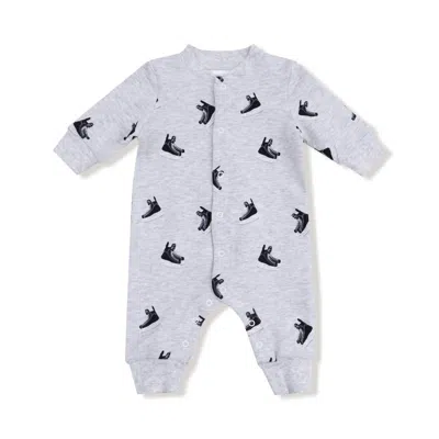 Angel Dear Kids' Boy's Hockey Collar Romper In Grey In White