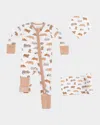 Angel Dear Boy's Napping Puppies 2-way Zip Footie Romper, Swaddle Blanket & Bandana Bib In White