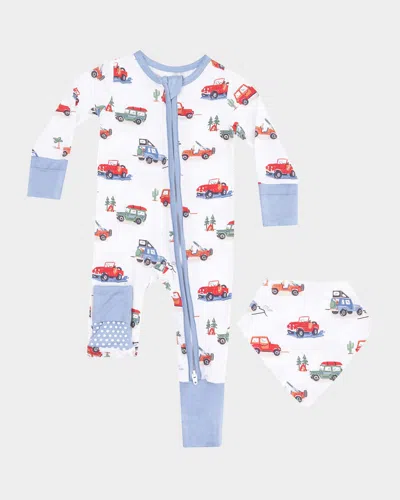 Angel Dear Kids' Boy's Off-road Adventure Printed Romper, Newborn-24m In Multi