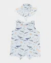 Angel Dear Boy's Shark-print Playsuit & Sun Hat In Blue