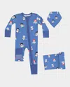 Angel Dear Boy's Snow Folks Ice Hockey 2-way Romper, Bib And Blanket Set In Blue