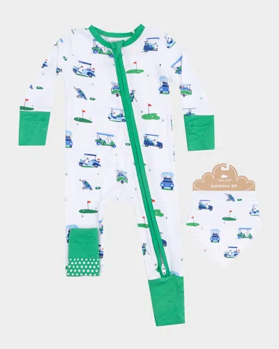 Angel Dear Kids' Boy's Vintage Golf Carts Printed Footie In Multi