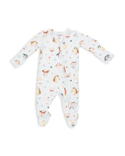 Angel Dear Boys' Baby Farm Faces 2 Way Zipper Footie - Baby In White