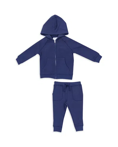 Angel Dear Boys' French Terry Hoodie And Jogger Pants Set - Baby In Navy