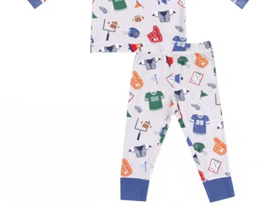 Angel Dear Kids' Boys Game Day Long Sleeve Loungewear Set In Gray In Blue