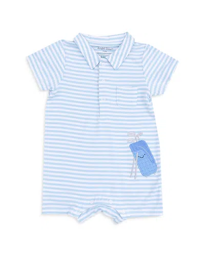 Angel Dear Boys' Golf Blue Stripe Applique Polo Bodysuit With Applique - Baby