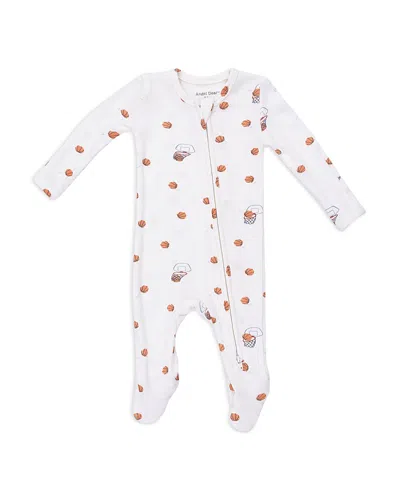 Angel Dear Boys' Mini Basketballs 2 Way Zipper Footie - Baby In White