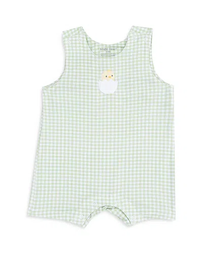 Angel Dear Boys' Mini Gingham Applique Sleeveless Shortie Romper - Baby In Green
