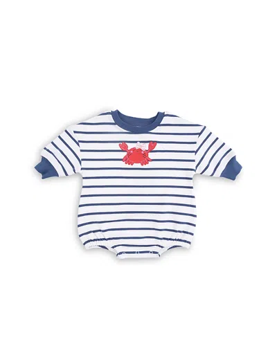 Angel Dear Boys' Sailor Sea Creatures Appliques Sweatshirt Bubble Stripe Bodysuit - Baby In Blue