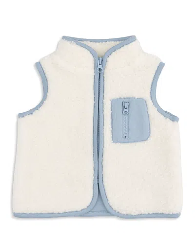 Angel Dear Boys' Sherpa Zip Front Vest - Baby In White