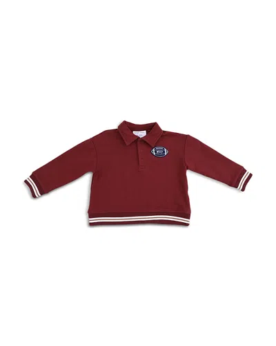 Angel Dear Boys Varsity French Terry Polo Sweatshirt - Baby In Burgundy