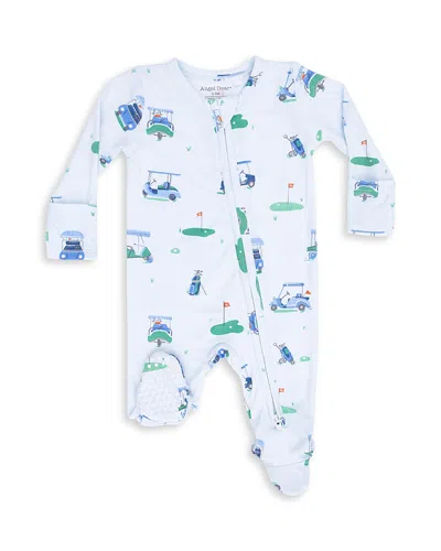 Angel Dear Boys' Vintage Golf Carts Blue Two Way Zipper Footie - Baby In White
