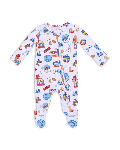Angel Dear Boys' Vintage Ski Patches Footie - Baby In White