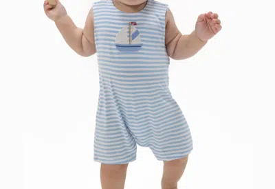 Angel Dear Kids' Bubbly Sailboat Stripe Jonjon In Blue