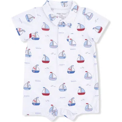 Angel Dear Babies'  Bubbly Sailboats Polo Shortall In White