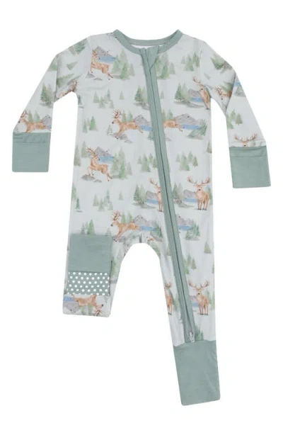 Angel Dear Babies'  Buck Deer Two-way Zip Long Sleeve Convertible Romper In Gray