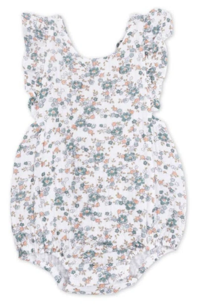 Angel Dear Babies'  Camille Floral Ruffle Organic Cotton Muslin Romper In Multi