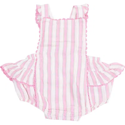 Angel Dear Babies'  Candy Stripe Rickrack Organic Cotton Bodysuit In Pink