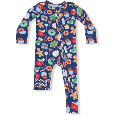 Angel Dear Babies'  Christmas Treats Convertible Zip Footie In Blue