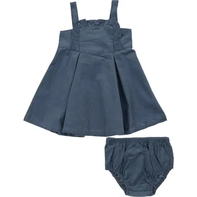 Angel Dear Babies'  Corduroy Jumper Dress & Bloomers In Blue