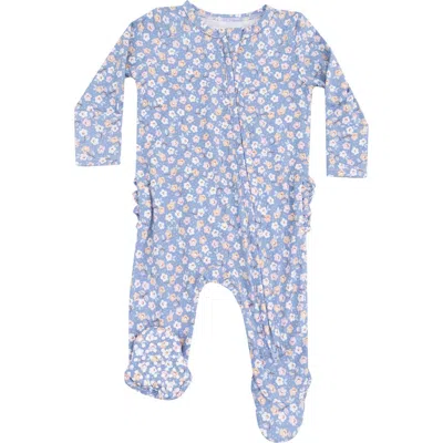 Angel Dear Babies'  Country Calico Ruffle Zip Footie In Blue