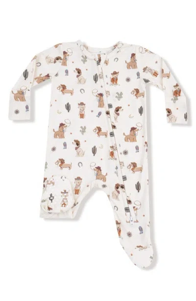 Angel Dear Babies'  Cowboy Dogs Print Footie In Multi