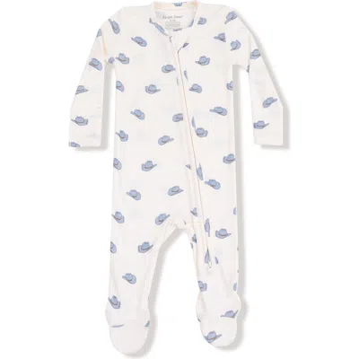 Angel Dear Babies'  Cowboy Hats Print Rib Footie In White