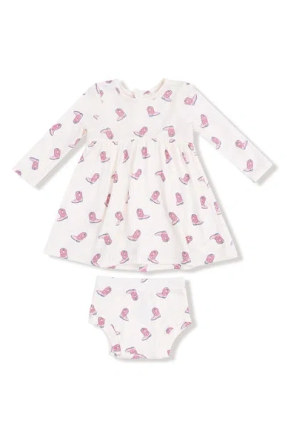 Angel Dear Babies'  Cowgirl Boots Print Dress In White
