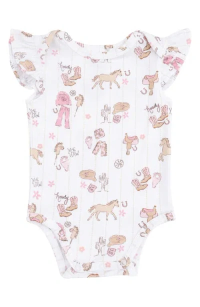 Angel Dear Babies'  Cowgirl Nursery Print Bodysuit In White