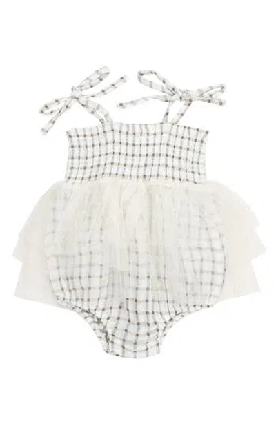 Angel Dear Babies'  Cozy Plaid Tutu Skirted Bodysuit In White