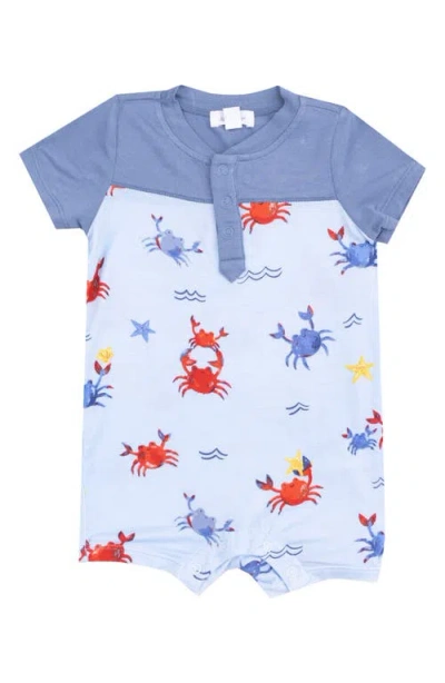 Angel Dear Babies'  Crabs Henley Romper In Blue