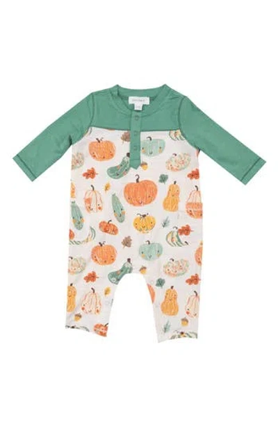 Angel Dear Babies'  Crayon Pumpkins Romper In Green