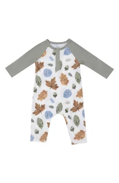 Angel Dear Babies'  Cuddly Leaves Henley Romper In Green