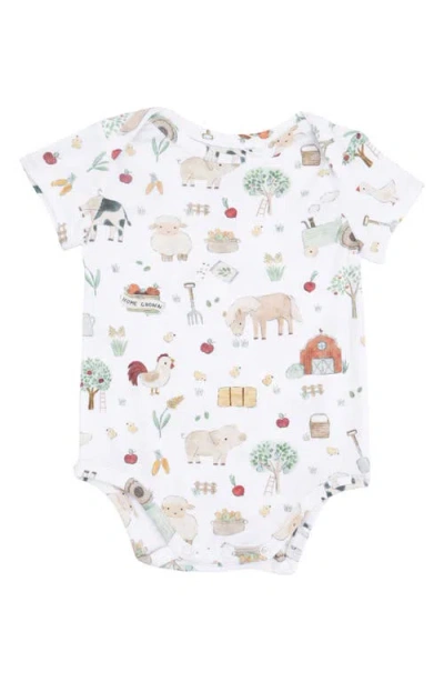 Angel Dear Babies'  Cute Farm Animals Bodysuit In White
