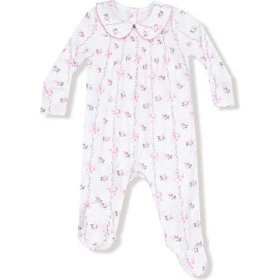 Angel Dear Babies'  Dainty Buds Print Peter Pan Collar Footie In Multi