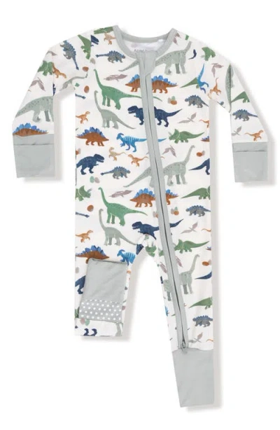 Angel Dear Babies'  Dinosaur Print Convertible Zip Romper In Multi
