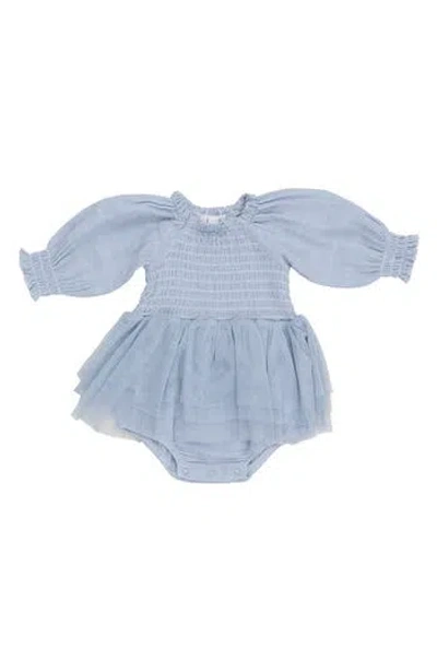Angel Dear Babies'  Dusty Blue Mesh Skirted Bodysuit