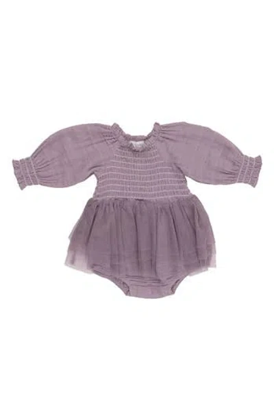 Angel Dear Babies'  Dusty Blue Mesh Skirted Bodysuit In Purple