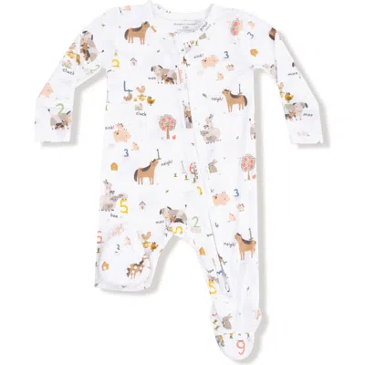 Angel Dear Babies'  Farm Sounds Print Footie In White