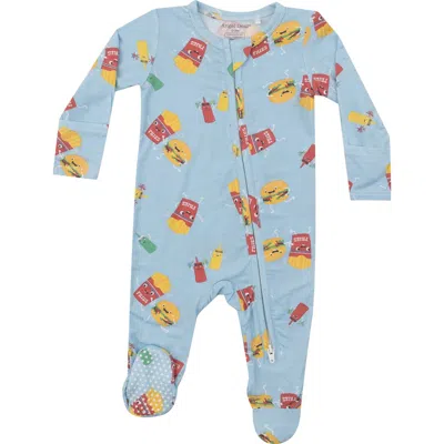 Angel Dear Babies'  Fast Food Zip Footie In Blue