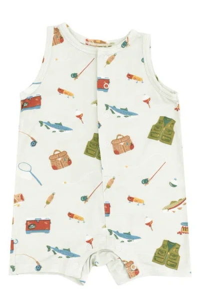 Angel Dear Babies'  Fishing Print Romper In White