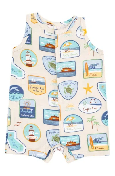 Angel Dear Babies'  Fishing Print Romper In Neutral