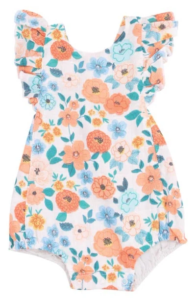 Angel Dear Babies'  Flower Cart Organic Cotton Muslin Bodysuit In Ivory