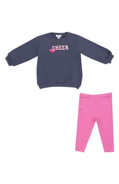 Angel Dear Babies'  Football French Terry Sweatshirt & Leggings Set In Blue