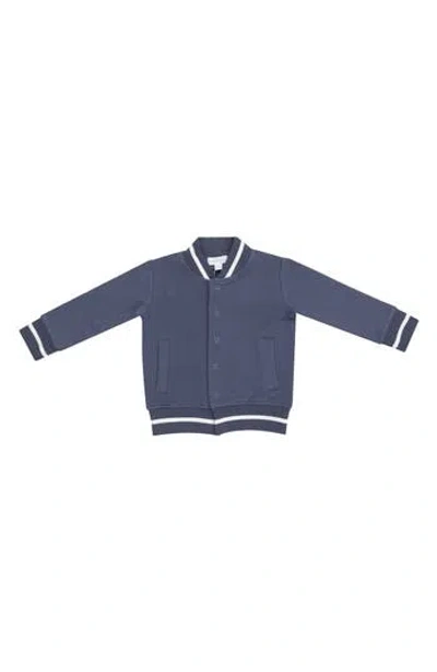 Angel Dear Babies'  Footballs French Terry Bomber Jacket In Blue