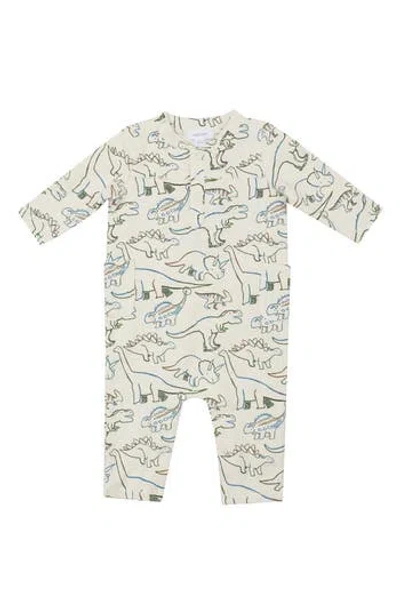 Angel Dear Babies'  French Terry Artsy Dinosaur Romper In White