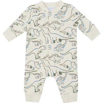 Angel Dear Babies'  French Terry Artsy Dinosaur Romper In White